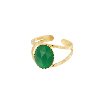 Ring Ovaal Groen - Goud