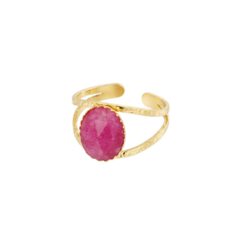 Ring Ovaal Fuchsia  - Goud