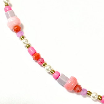 Kralenketting Roze - Goud