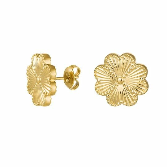 Stud Flower big - Goud