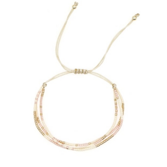 Miyuki armband beige roze