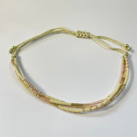 Miyuki armband beige roze