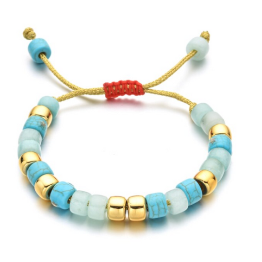 BOHO Kralenarmband turquoise licht blauw