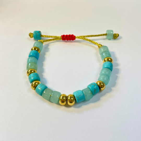 BOHO Kralenarmband turquoise licht blauw