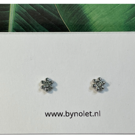 Stud Bloem Zirkonia - zilver