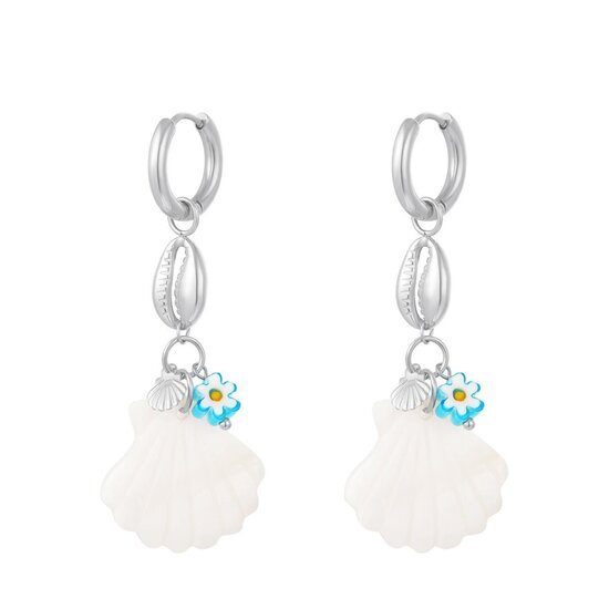 Creool Blue Daisy Shell - Zilver