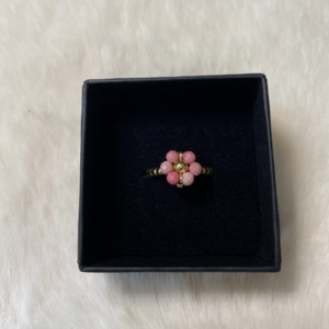 RVS ring roze met natuursteen