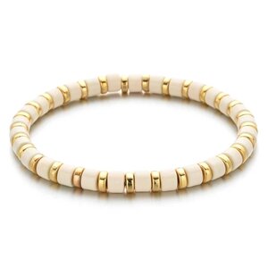 Emaille kralen armband - Goud Off-White