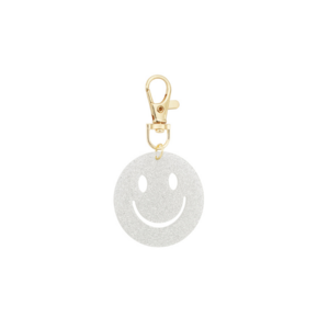 Sleutelhanger Smiley Zilver Glitter