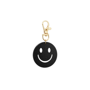 Sleutelhanger Smiley Zwart Glitter